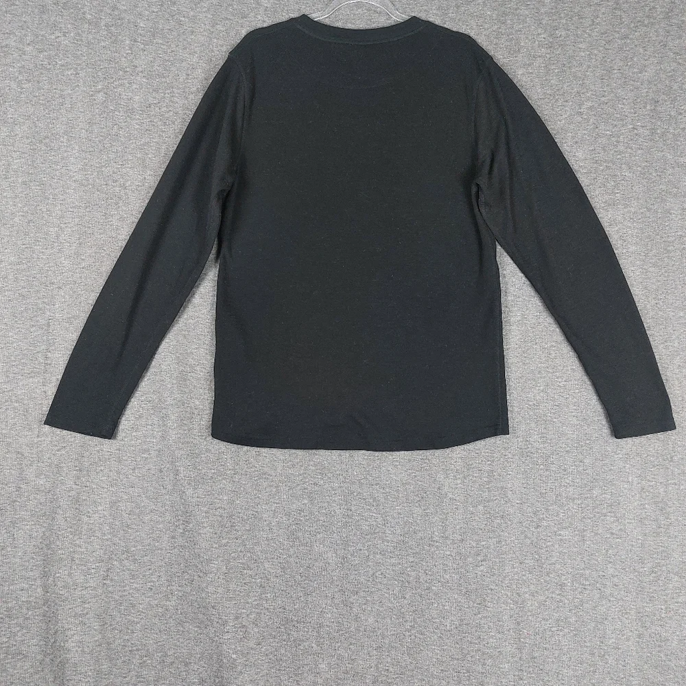 OMNI WOOL MENS BLACK POLYESTER WOOL BLEND LONG SLEEVE BASE LAYER TOP SIZE XL